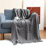 InyaHome Geometric Throw Blanket with Fringe – Decorative Winter Throw for Couch & Sofa