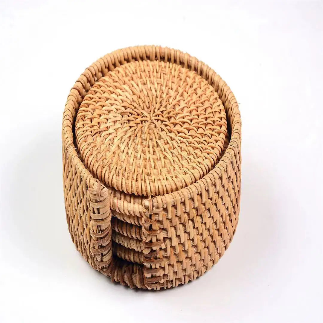 Eco-Friendly Rattan Coaster Set