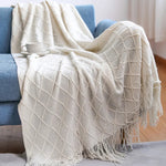 InyaHome Geometric Throw Blanket with Fringe – Decorative Winter Throw for Couch & Sofa