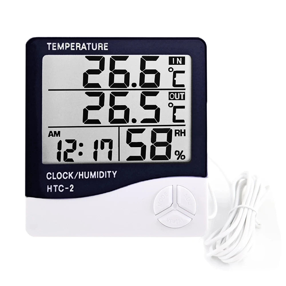 Smart LCD Digital Temperature & Humidity Meter - Indoor/Outdoor Weather Station