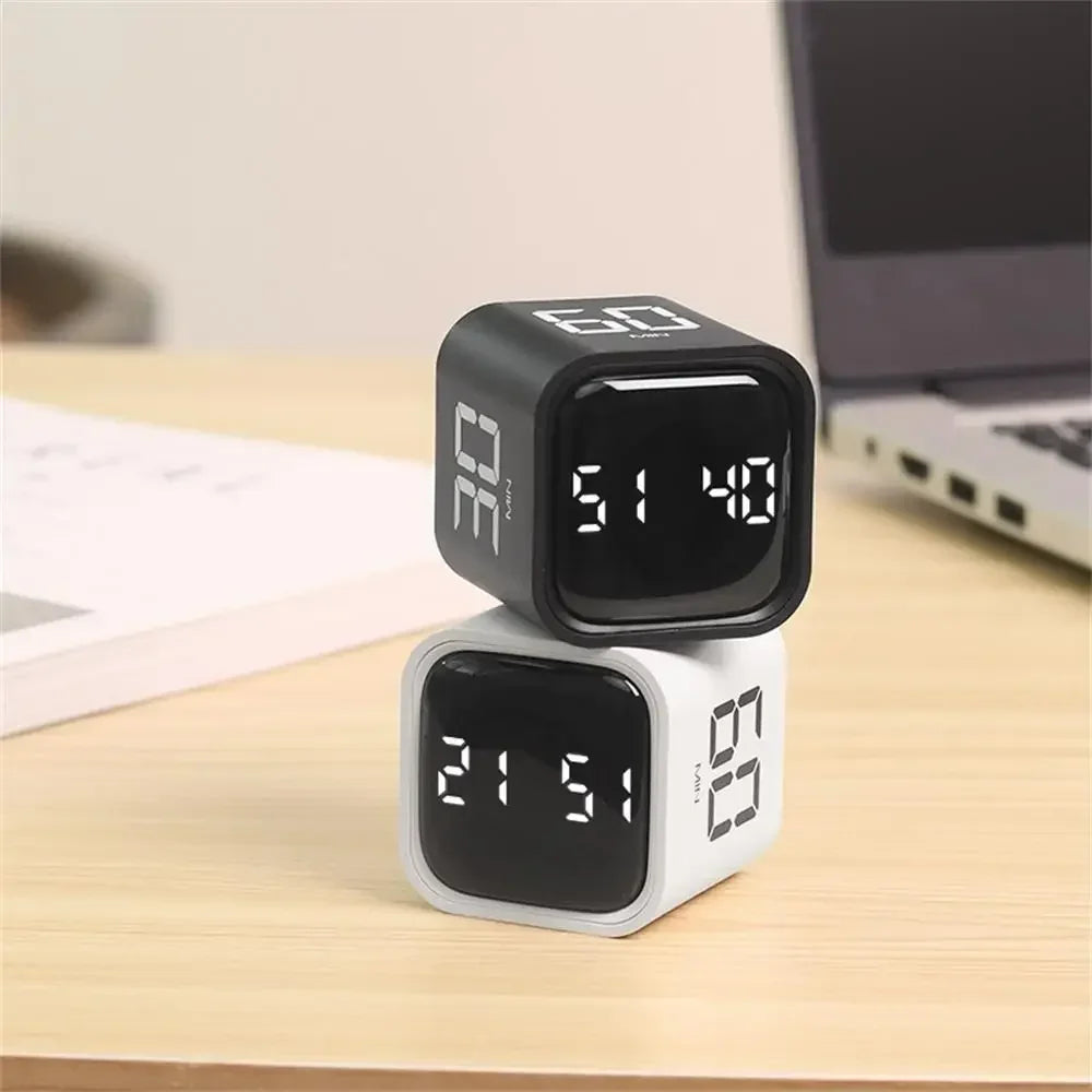 Dual Mode Productivity Cube Timer - Mini Digital Timer with Gravity Sensor & LED Display