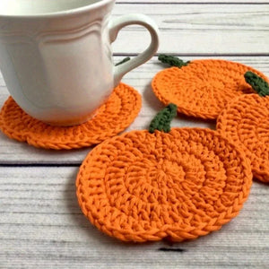Crochet Pumpkin Drink Coasters