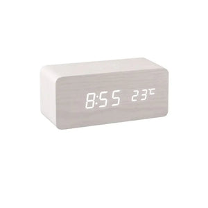 Wooden LED Digital Alarm Clock – Wireless Charging, Weather Station, & Multifunction Display