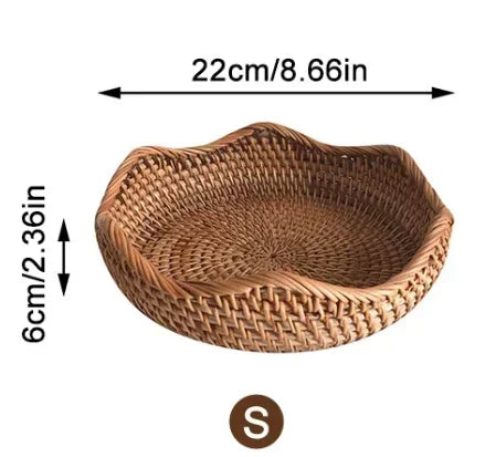 Boho Rattan Wicker Basket Tray