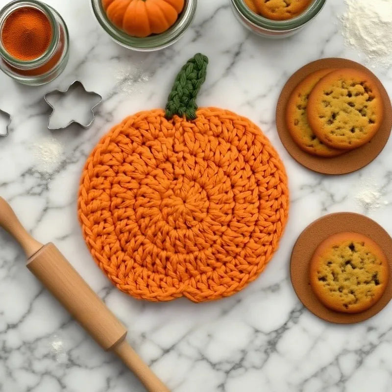 Crochet Pumpkin Drink Coasters