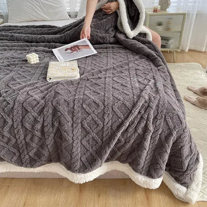 Soft Coral Velvet Sherpa Throw Blanket & Small Woolen Blanket
