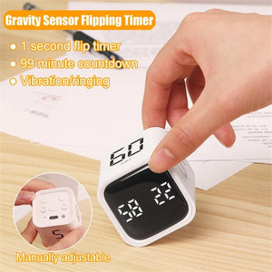 Dual Mode Productivity Cube Timer - Mini Digital Timer with Gravity Sensor & LED Display