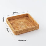 Boho Rattan Wicker Basket Tray