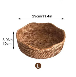 Boho Rattan Wicker Basket Tray