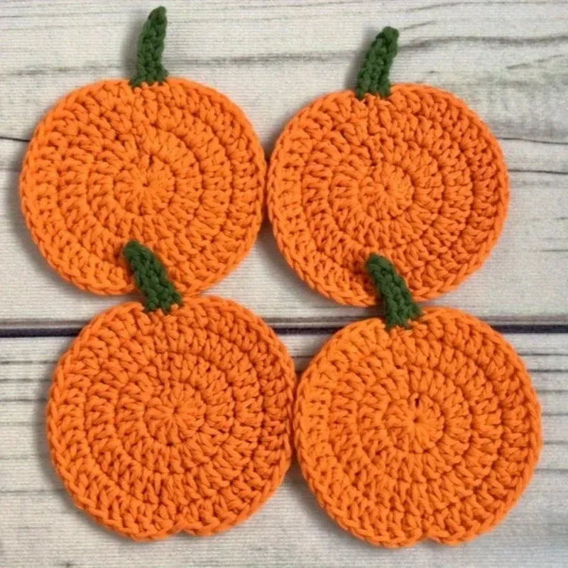 Crochet Pumpkin Drink Coasters