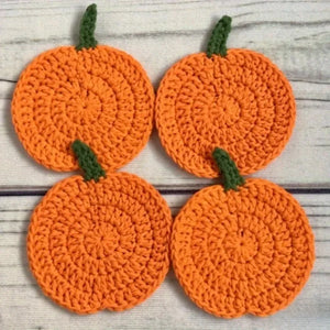 Crochet Pumpkin Drink Coasters