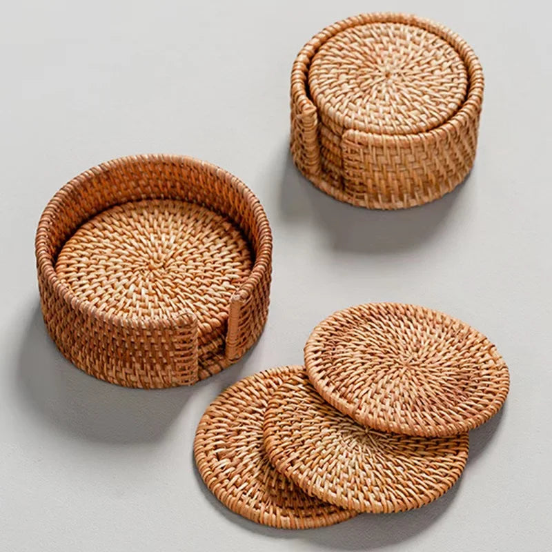Eco-Friendly Rattan Coaster Set