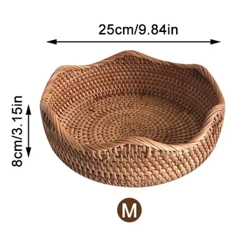 Boho Rattan Wicker Basket Tray