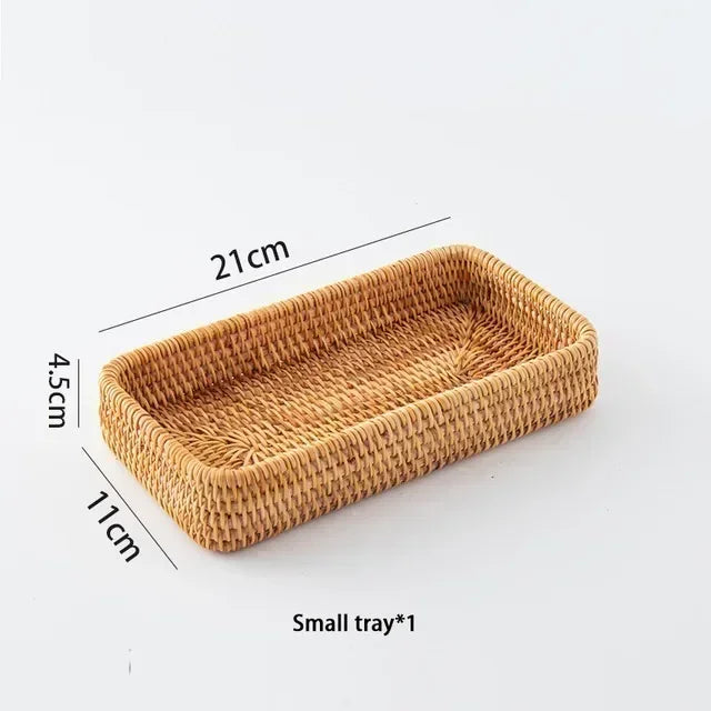 Boho Rattan Wicker Basket Tray