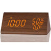 Smart Wooden LED Clock with Time, USB Charger, and Temperature Sensor