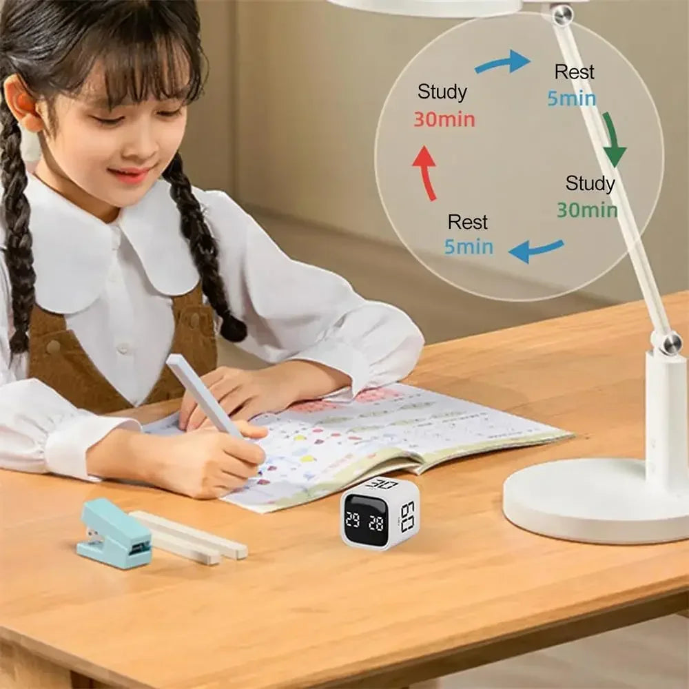 Dual Mode Productivity Cube Timer - Mini Digital Timer with Gravity Sensor & LED Display