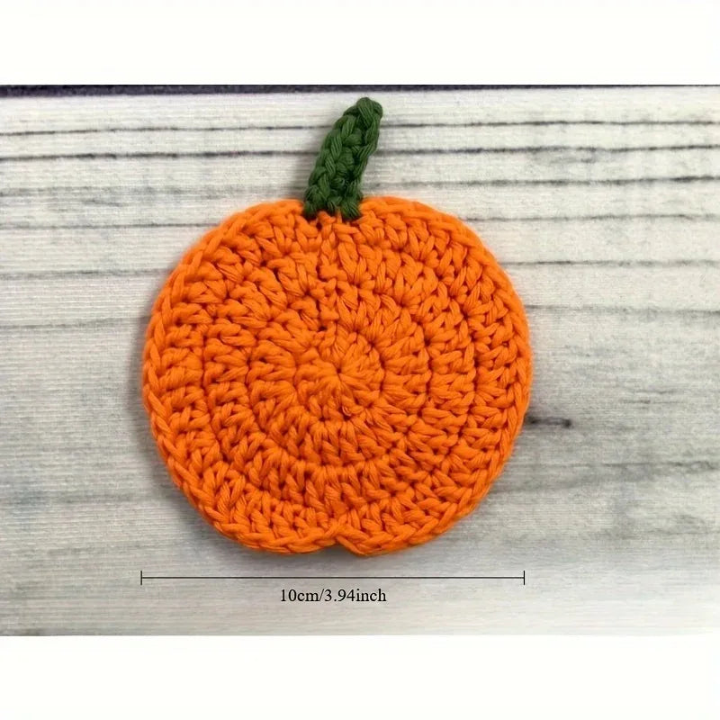 Crochet Pumpkin Drink Coasters